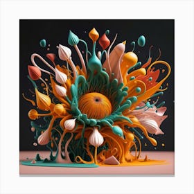 Abstract 3d splash flowers spring Canvas Print