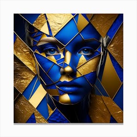 Abstract Woman With Blue And Gold Face Canvas Print