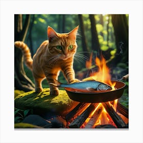 Leonardo Phoenix 10 A Vibrant Orange Tabby Cat With Bright Whi 1 Canvas Print