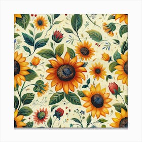 Seamless Sunflowers Canvas Print