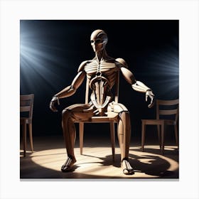 Skeleton Sitting In Chair Canvas Print