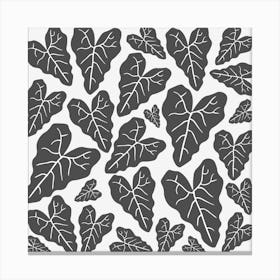 Grey Leaves Pattern Canvas Print