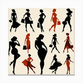 Vintage Women Silhouettes Canvas Print