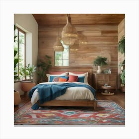 Bedroom With A Colorful Rug Toile