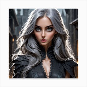 Girl With Grey Hair Canvas Print