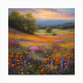 Poppies At Sunset Canvas Print