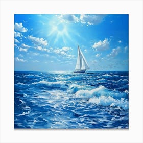 Sailboat In The Sea Canvas Print