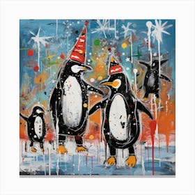 Party Penguins 1 Canvas Print