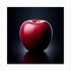 Red Apple On Black Background 3 Canvas Print