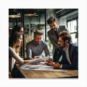 Group Of Business People Working Together Canvas Print