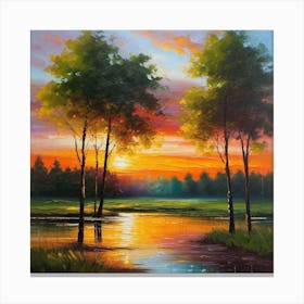 Sunset In The Park 1 Canvas Print