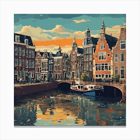 Amsterdam Canal Summer Aerial View 3 Canvas Print