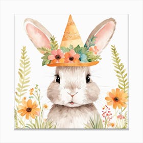 Floral Baby Rabbit Nursery Illustration (14) Canvas Print