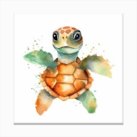 Baby Sea Turtle Watercolour 7 Canvas Print