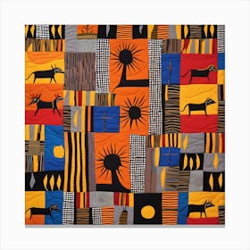 African Quilting Inspired Folk Art, 1226 Canvas Print