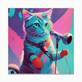 Funny Cat Singing Canvas Print