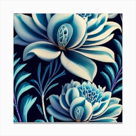 Blueandwhite Porcelain Botanical Art Seamless 1 Canvas Print
