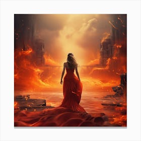 Woman In A Red Dress 4 Canvas Print