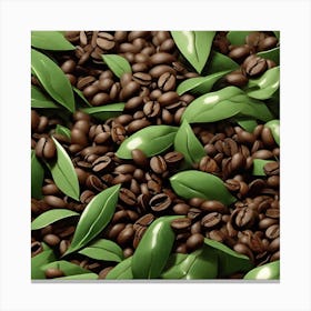 Coffee Beans And Leaves 1 Canvas Print