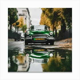 Classic Car In The Rain Canvas Print