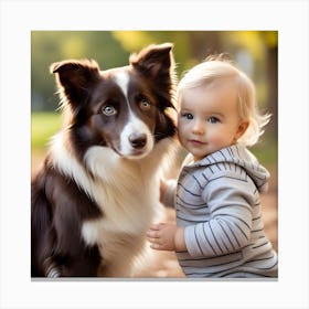 Child With A Dog Canvas Print