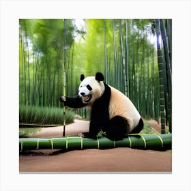 Panda In Bamboo Forest 2 Canvas Print