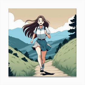 Schoolgirl Running Canvas Print