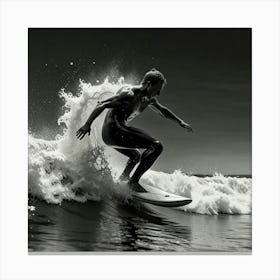 Black And White Surfer 8 Canvas Print