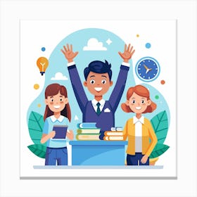 Illustration Of A Business Team Celebrating Success Canvas Print