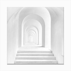 White Hallway With Arches Canvas Print
