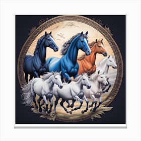 Vintage Horses Print Canvas Print