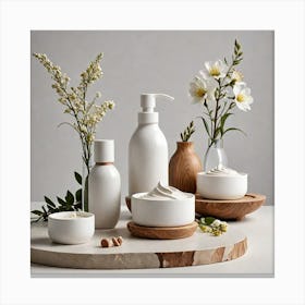 Product Photography Showcasing Skincare Products Inspired By Nature Presented In Ceramic Materials T 1566398172 Canvas Print