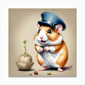 Hamster In A Hat 6 Canvas Print