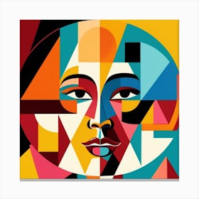 Retro Cubism Face 2 Canvas Print