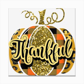 Cute Pumpkin Thankful Thanksgiving Grateful Turkey Fall Canvas Print