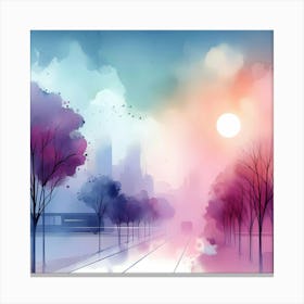 Watercolor Of A City 1 Canvas Print