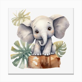 cute elephant in the forest Canvas Print