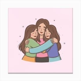 Two Women Hugging Canvas Print