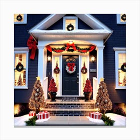 Christmas Front Door Decorations Canvas Print