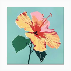 Hibiscus 4 Square Flower Illustration Canvas Print
