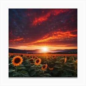 Sunflowers At Sunset 3 Canvas Print