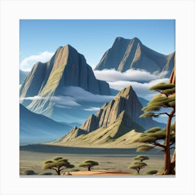 3d Animation Style Pictures Of Mountains In Africa 0 Canvas Print