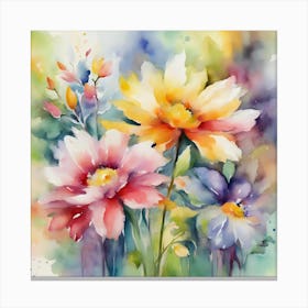 Watercolor Flowers 3 Canvas Print