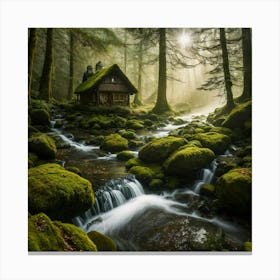 Cabin In The Forest Canvas Print