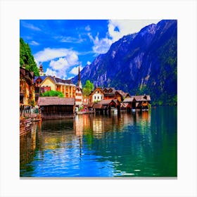 Hallstat, beautiful alpine village in the lakeside, austria Canvas Print