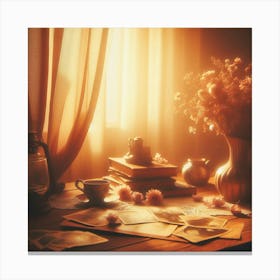 Table With Flowers Canvas Print