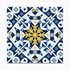 Snowflakes On A Blue Background Canvas Print