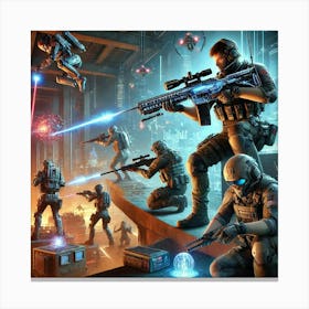 A Sci Fi Depiction Showcasing The Diverse Combat Training Canvas Print