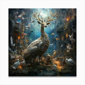 Deer In The Night Canvas Print