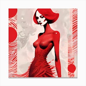 Topless Woman In Red Canvas Print